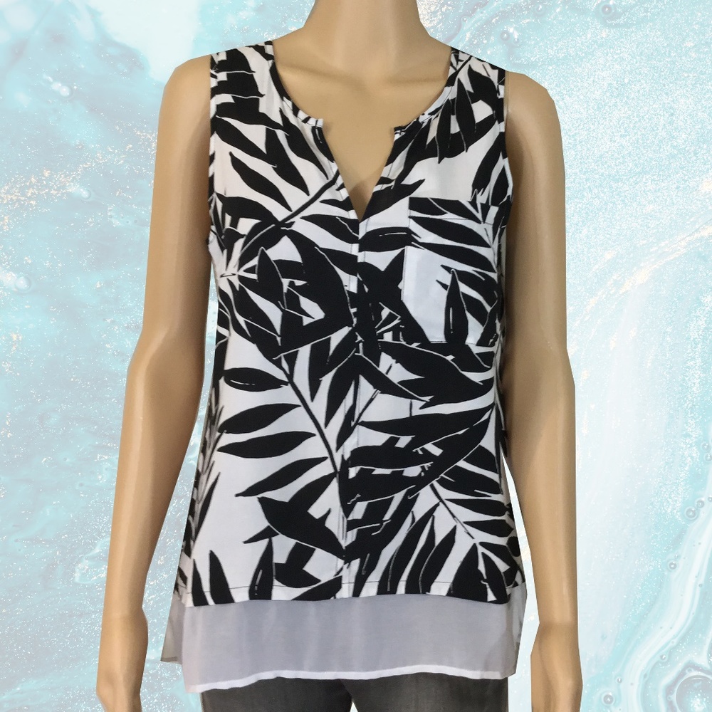 Sanctuary Palm Leaf Print Layered Tank Top